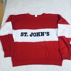Vtg 80s St Johns Redmen Basketball Red White Sweatshirt M Velva Sheen *Short